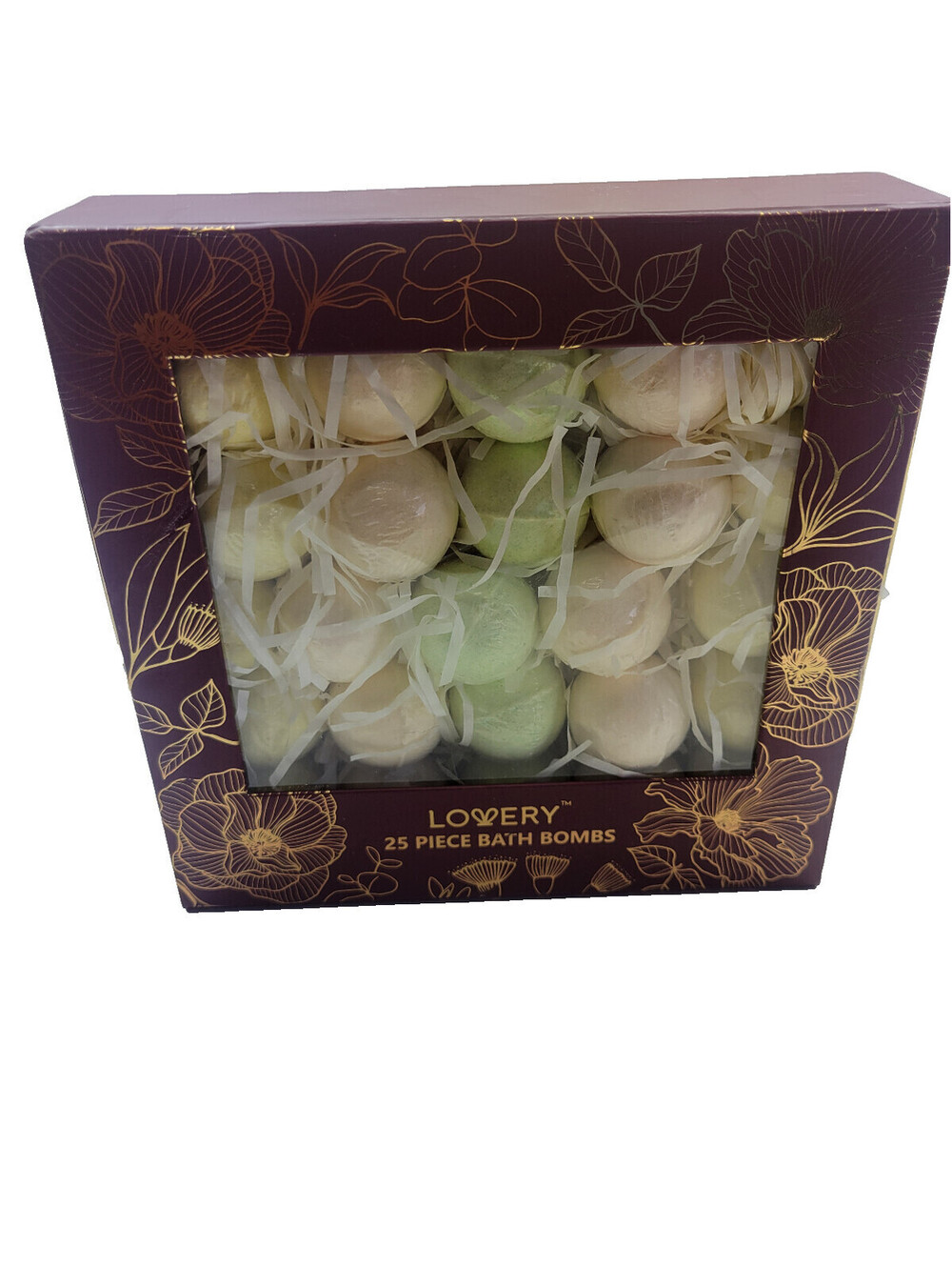 LOVERY 25 Pc Bath Bomb Set: Lavender, Jasmine, Tea Tree, Rose Petal, Eucalyptus